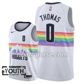 Barn Denver Nuggets Tröja Isaiah Thomas 0 2018-19 Nike City Edition Vit Swingman